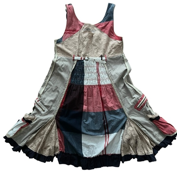 Desigual Dress Medium Patchwork Babydoll Jumper Cottage Crochet Boho Overalls - Picture 14 of 17